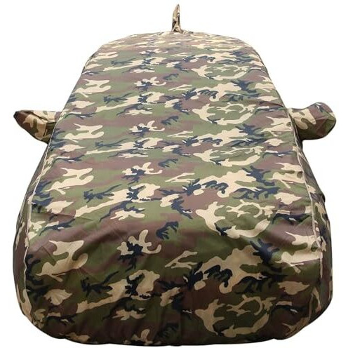 Nexon Waterproof Car Cover With Mirror & Antenna Pockets, Jungle Print Army Design, 4X4 American Matty,Triple Stitched, Compatible With Tata Nexon Car Cover (2017 To 2024), Nexon Car Accessories