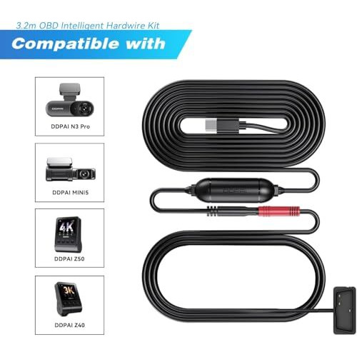 Ddpai Dash Cam Smart Obd Hardware Kit Compatible With Models N1 Dual, N3 Pro, N5 Dual, Z40, Z60, And Mini5, Enable 24 Hours Parking Monitor (Not For Mini Pro)