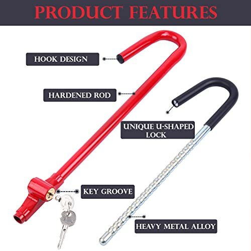 Allextreme Cq-6082 Car Steering Wheel Brake Lock Anti-Theft Retractable Double Hook Car Clutch Pedal Lock Security With 2 Keys