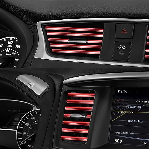 Nilkanth Shoppers Universal Car Air Conditioner Vent Trim Decoration Strip - Waterproof Flexible Shiny Auto Interior Accessories For All Air Outlets (Red, 20)
