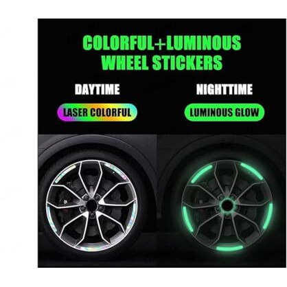 Prostuff.In3D Reflective Luminous Tire Rim Wheel Sticker Stripe For Car, Motorcycle, Cycling Bike, Night Glow Reflection (Small Size 9 X 0.7 Cm), Multicolour Colour 20 Pcs