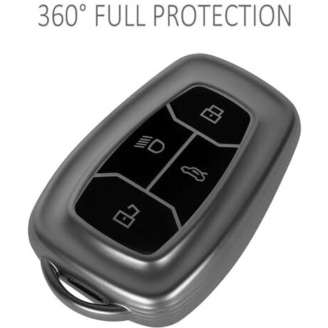 Jvcv Soft Matte Finish Tpu Cover Compatible With Tata Nexon, Harrier, Tiago Ev, Altroz, Tigor, Safari, Nexon Ev, Punch, Punch Ev 4 Button Smart Key (Gunmetal Grey)