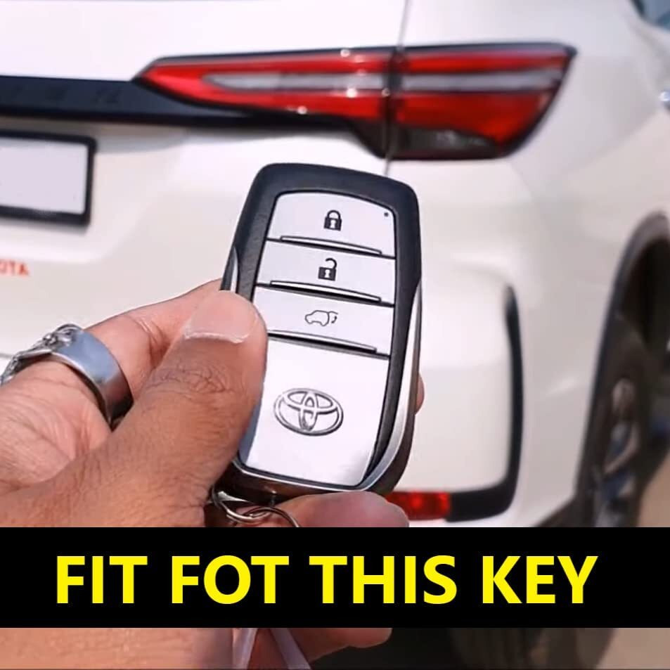 Shopoflux Silicone Key Cover Compatible With Toyota Fortuner | Fortuner Legender | Innova Hycross 3 Button Smart Key - Black (Pack Of 2)
