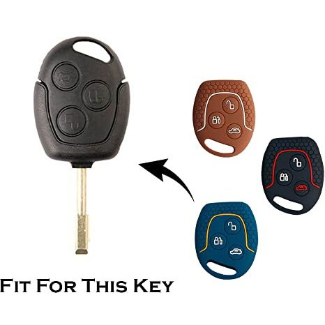Keycare Silicone Key Cover For Fiesta, Fusion, Figo 3 Button Remote Key (Black)