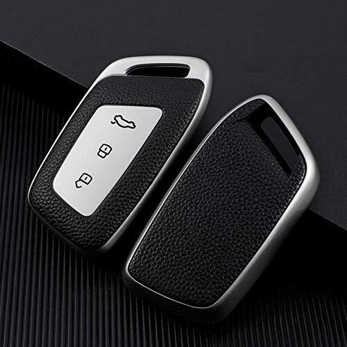 Jvcv Premium Soft Tpu Leather Pattern Key Cover Compatible With New Mg Hector, Hector Plus And Windsor Ev Smart Key (Silver Black)