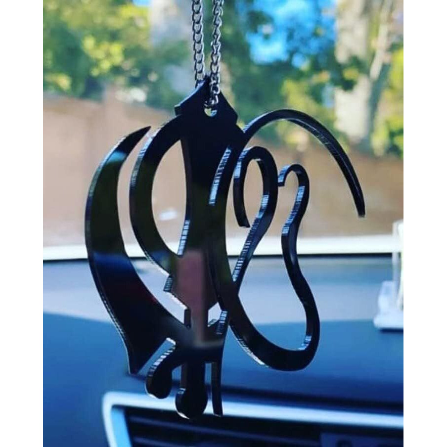 Khanda Ek Onkar Car Hanging Punjabi Accessory Made Of Acrylic Car Accessories, Rear View Mirror Punjabi Sikh Hanging Ornament, Punjabi Decor Gift For Punjabi Diwali Gift