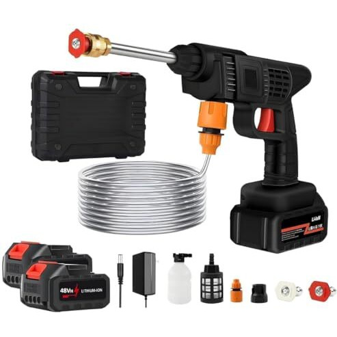 Starq 48V Portable Pressure Washer With Rechargeable 2 Battery12000Mah 30+30 Minutes Charging Life Cordless Washer Gun Cordless Power Washer Gun | (Double Battery)