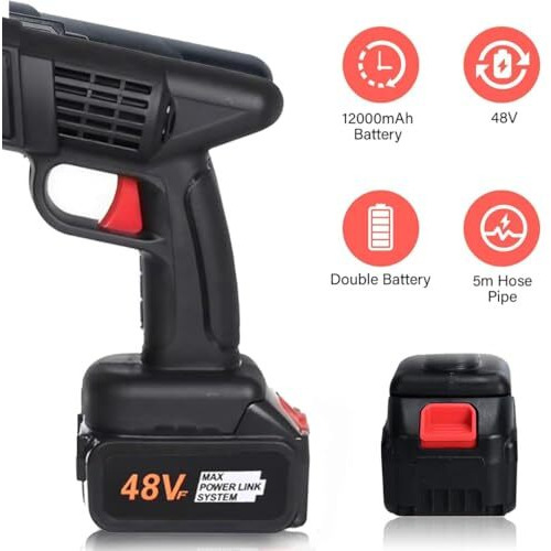 Starq 48V Portable Pressure Washer With Rechargeable 2 Battery12000Mah 30+30 Minutes Charging Life Cordless Washer Gun Cordless Power Washer Gun | (Double Battery)
