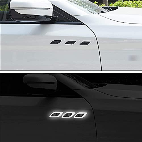 Us1984 3D Strong Reflective Stripe Stickers For Car Fender Hood Bumper High-Intensity Night Visibility Reflective Decal Safety Warning Universal Anti-Scratch Reflectiv Stickers For Car (White)