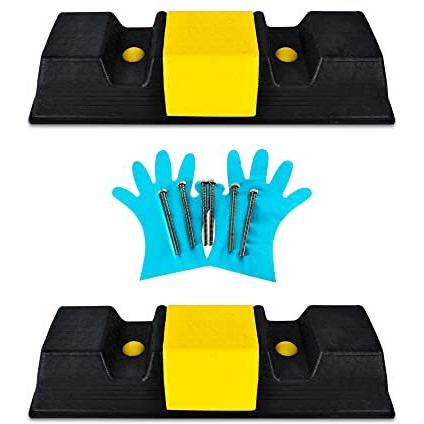 K T I Plastic Parking Stopper For Garage Floor, Blocks Car Wheels And Stops The Tires - Pack Of 2 (500 X 100 X 150)