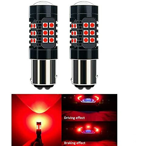 Automaze 1157 Led Brake Light, Bay15D 2057 2357 7528 Led Bulbs, Brightness Tail Brake Lights 12-24V, Canbus Error Free Led Replacement Bulb For Reverse Trunk Cargo 3Rd Brake Light, Pack Of 2 (Red)