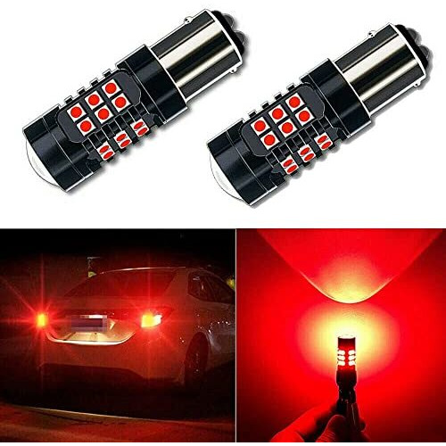 Automaze 1157 Led Brake Light, Bay15D 2057 2357 7528 Led Bulbs, Brightness Tail Brake Lights 12-24V, Canbus Error Free Led Replacement Bulb For Reverse Trunk Cargo 3Rd Brake Light, Pack Of 2 (Red)