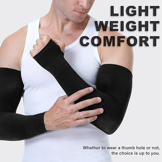 Zensoo Unisex Fingerless Full Arm Uv Sun Protection Sleeves  Dust & Summer Protection Hand Cover For Men & Women  Free Size For Running, Outdoor, Sports, Bike Riding, (Skin 2 Pair)