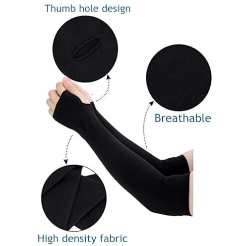 Zensoo Unisex Fingerless Full Arm Uv Sun Protection Sleeves  Dust & Summer Protection Hand Cover For Men & Women  Free Size For Running, Outdoor, Sports, Bike Riding, (Skin 2 Pair)