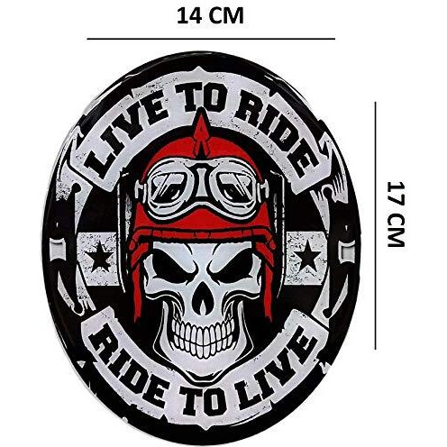 Detachi 3D Emboss Tool Box & Battery Cover Bike Sticker Compatible With Classic 350 Bullet 2 Pcs (Live To Ride) (Epoxy Material)
