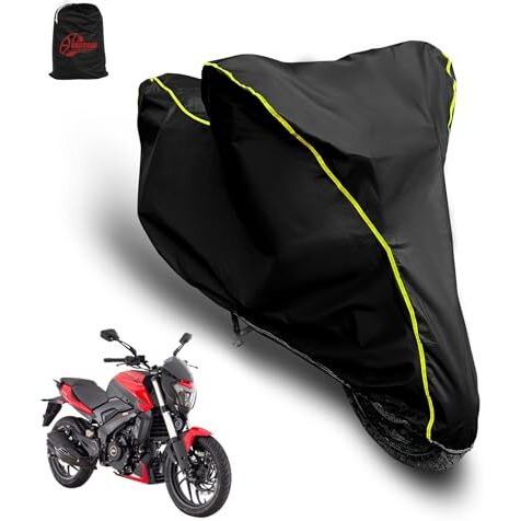 Garrege Waterproof Two Wheeler Cover For Dominar 250 50| Uv Proof, Heat Resistant & All Weather Protection | Black & Yellow Piping Color | Durable & Triple Stitched