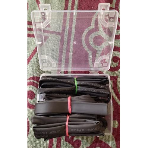 Rpi Shop - 10 Meters In Total Heat Shrink Tubes 1 Meter Each Of (1Mm, 3Mm, 5Mm, 6Mm, 8Mm & 10Mm) & 2 Meter Each Of (2Mm & 4Mm) Total 10 Meter Polyolefin 21 Sleeve For Wrap With Plastic Box- Black