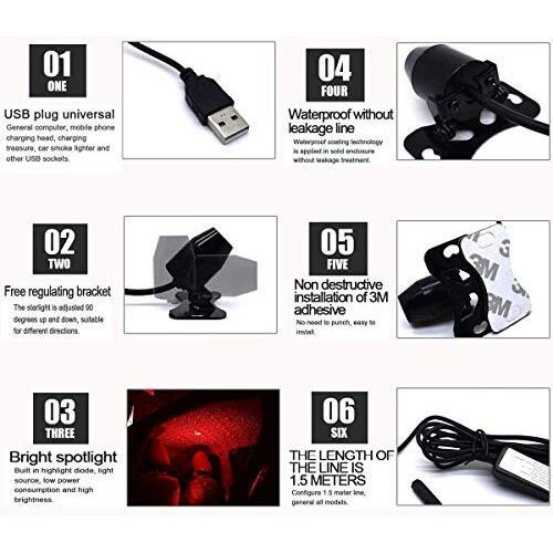 Automaze Interior Car Roof Full Projection Laser Usb Atmosphere Ambient Star Light Led (K7 Without Remote)
