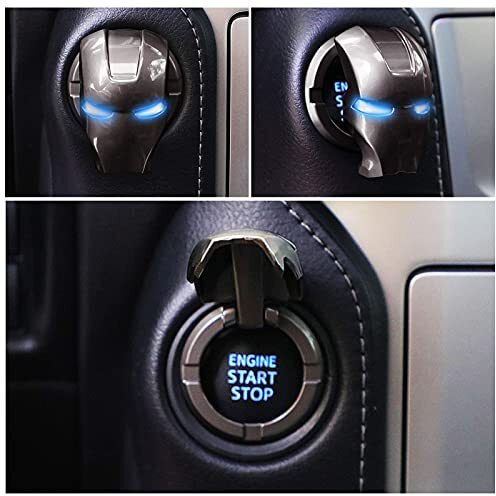 Cloudsale  Your Store. Your Place Push To Start Button Ignition Cover Car Engine Start Stop Button Cover Interior Universal Button Decoration Ring (Pack Of 1, Metal Black)