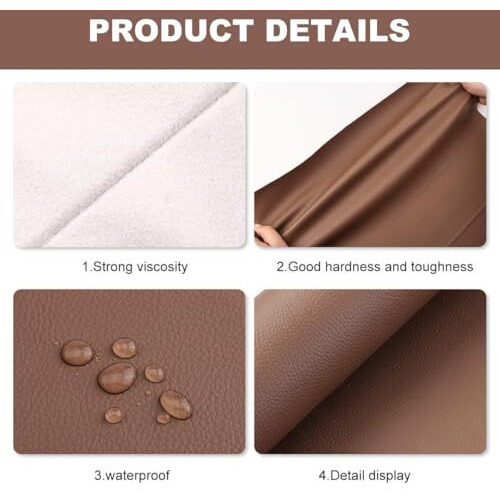 Heer Enterprise Brown Self-Adhesive Genuine Leather Repair Patch  30 X 60Cm Durable Leather Sheet For Sofa, Couch, Furniture, Car Seats, And Jackets  Waterproof Diy Upholstery Repair Tape