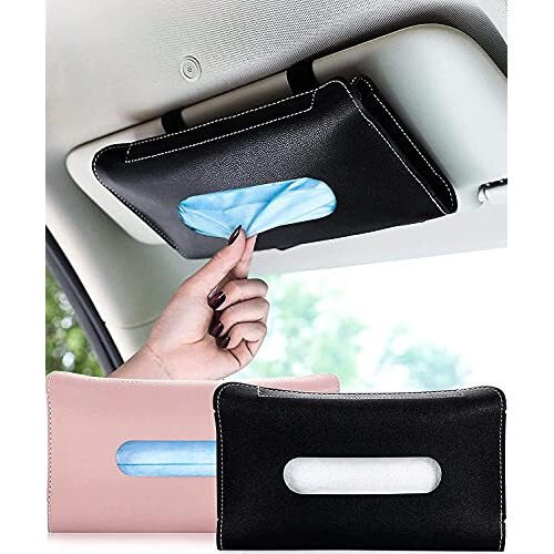 Car Visor Tissue Holder, Tissue Holder For Car, Mask Holder For Car Visor, Pu Leather Tissue Box Holder, Wipes Case For Car Visor, Universal Mask Dispenser For Car Napkin Holder For Car Tissue (Black)