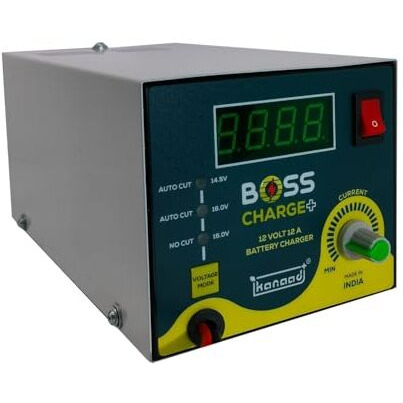 Kanaad Boss Charger Plus - 12Volt Fully Automatic 2A To 12A Battery Charger For Bike, Car And Inverter Battery With Digital Display, Full Charging Indication, Deep Discharged Battery Revival