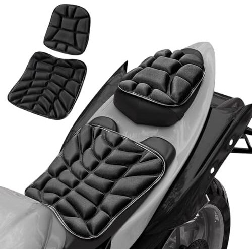 Sthira Motorcycle & Bike Seat Cushions Set Of 2Pcs High-Density Memory Foam Bike Seat Covers With Eva 3D Breathable Anti-Skid Design For Enhanced Comfort Bike Seat Universal Fit For All Motorbikes