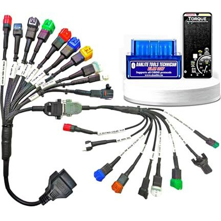 Danlite Bs6-Bs7 Bike Scanning Cable 21 Coplar For Fast Connectivity Best Wire Quality Unbreakable Cablewith Elm 327 Obd-Ii Scanner (Bike Scanning Cable 21 Coplar)
