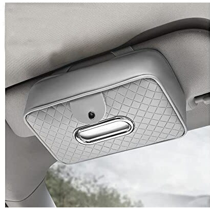 Automaze Car Armrest Headrest Visor Seat Tissue Napkin Box Holder With Sunglass Clip, Interior Car Accessories (Gray)