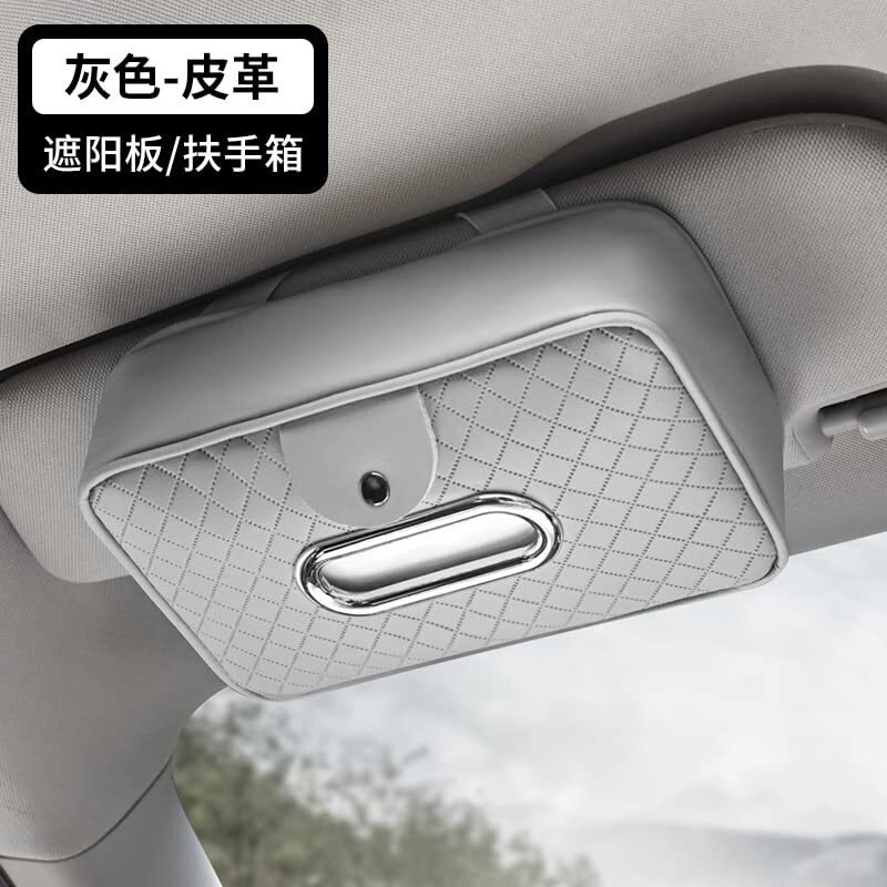 Automaze Car Armrest Headrest Visor Seat Tissue Napkin Box Holder With Sunglass Clip, Interior Car Accessories (Gray)