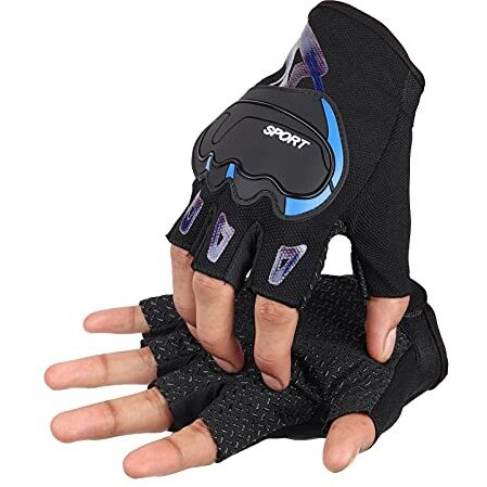Auto Hub Bike Riding, Cycling Sports Gloves For Men & Women-(Material Polysester, Nylon Color Blue, Half Finger Gloves -Medium, 1 Set)