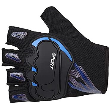 Auto Hub Bike Riding, Cycling Sports Gloves For Men & Women-(Material Polysester, Nylon Color Blue, Half Finger Gloves -Medium, 1 Set)