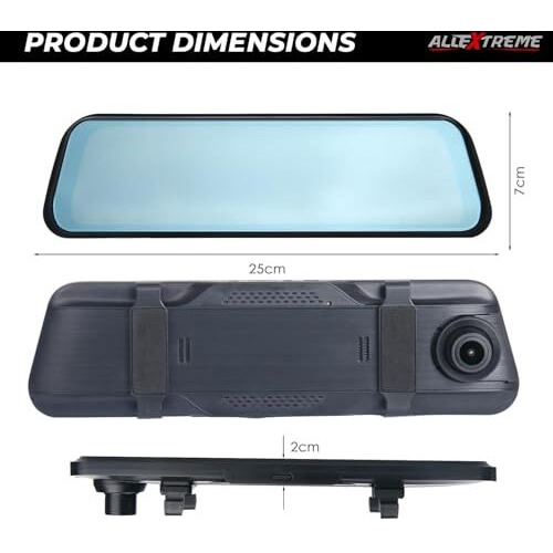 Allextreme Dual Dash Camera 1080P Full Hd 9.66 Ips Led Screen Front & Rear Reverse View 170 Wide Angle Loop And Voice Recording G-Sensor Mirror Display Car Dvr Cam (Pack Of 1)