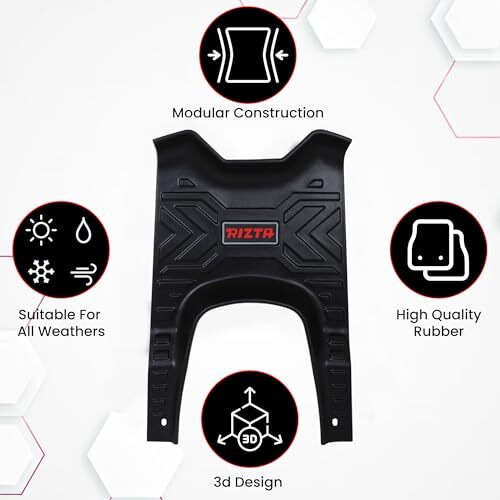 Grandbiker 3D Footmat Compatible For Scooter/Scooty Rizta Waterproof | Durable | Anti-Slip | Easy To Clean Protects Floor (Black) (1)