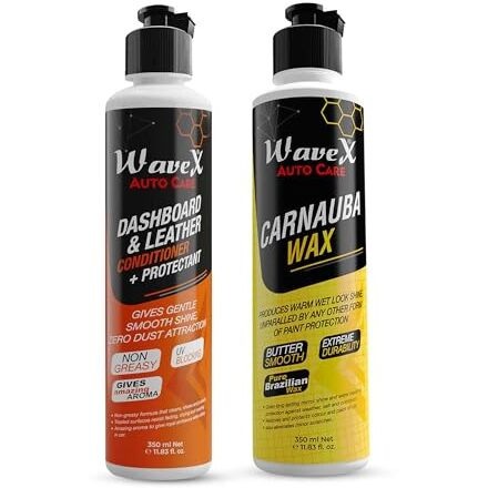Wavex Car Polish Kit Contains Car Polish Carnauba Car Wax 350Ml + Car Dashboard Polish And Leather Polish 350Ml