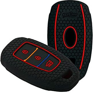 Keycare Silicone Key Cover Compatible For Hyundai I20, Kona, Verna 2018 Onwards 3 Button Smart Key (Black)