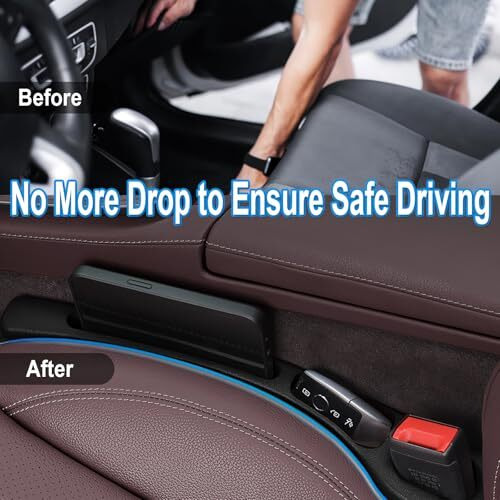 Lgvoa Vehicle Mounted Gap Leak Proof Filling Strip, Car Seat Gap Filler Organiser Universal Car Seat Gap Plug Auto Seat Gap Leak-Proof Filling Strip For Car Suv Truck (Black)