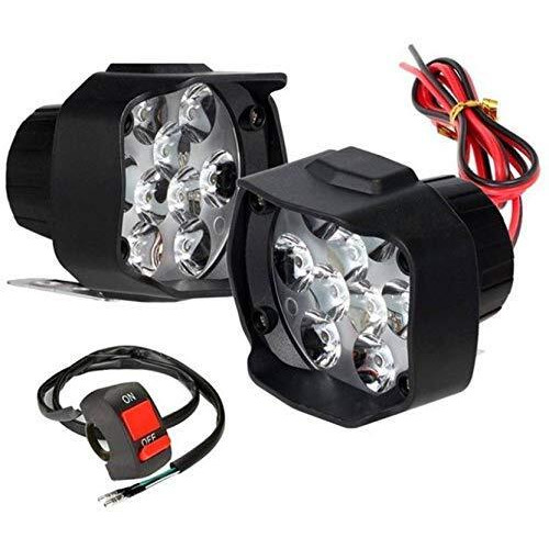 Auto Hub 9Led Fog Light Waterproof Black Body Spot Beam Pod Work Lamp With Handlebar Switch For Motorcycle Jeep Suv Car And Truck (White, 9 W)