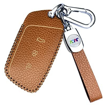 Jvcv Soft Handmade Lychee Pattern Leather Key Cover Compatible With New Mg Hector, Hector Plus And Windsor Ev Smart Key (Brown)