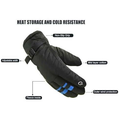 Alexvyan -20 Snow And Windproof Thermal Soft Warm Winter Gloves (Fur/Fleece Inside) For Riding, Protective Warm Hand Riding Cycling, Byke, Bike, Scooty,Motorcycle For Men & Boy,Male (Blue)