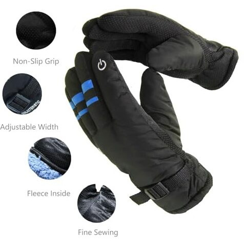 Alexvyan -20 Snow And Windproof Thermal Soft Warm Winter Gloves (Fur/Fleece Inside) For Riding, Protective Warm Hand Riding Cycling, Byke, Bike, Scooty,Motorcycle For Men & Boy,Male (Blue)