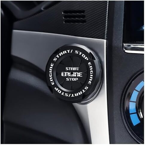 Zeelpetal Car Start Button Cover | Plastic Rotatable Push Start Button Cover | Interior Decoration Accessory | Ignition Cover Protector Engine Push Button Sticker | For All Cars | Black