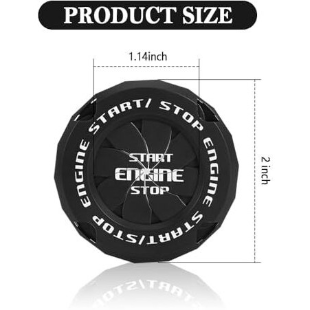 Zeelpetal Car Start Button Cover | Plastic Rotatable Push Start Button Cover | Interior Decoration Accessory | Ignition Cover Protector Engine Push Button Sticker | For All Cars | Black