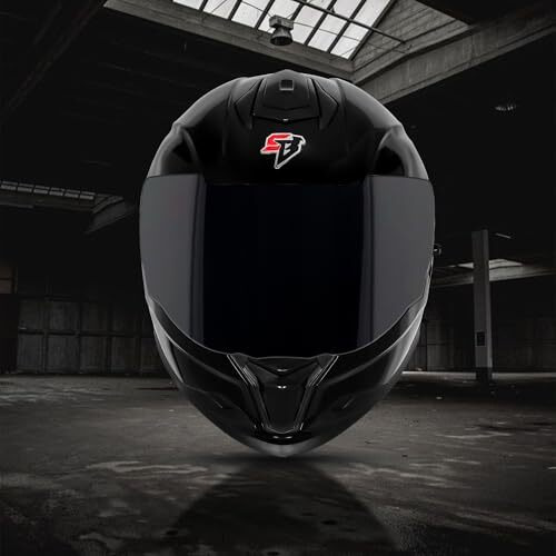 Steelbird Sbh-57 Fighter F5 Isi And Dot Certified Full Face Helmet For Men And Women With Inner Silver Sun Shield (Medium 580 Mm, Glossy Black)