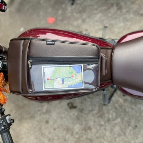 Sahara Seats Tank Cover With Mobile Holder Compatible For Honda Cb350(New) (Thick Flap - Large Space)