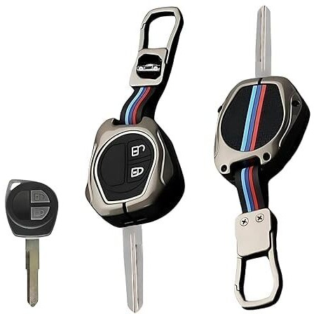 Cri8Hub Metal Silicon Key Cover Compatible With Maruti Suzuki S-Presso,Swift,Sx4,Dzire,Ignis,Alto,Vitara Brezza,Celerio,Ertiga,Ciaz,Scross,Baleno,Ritz 2 Button Key Visible In Low-Ligh Conditions