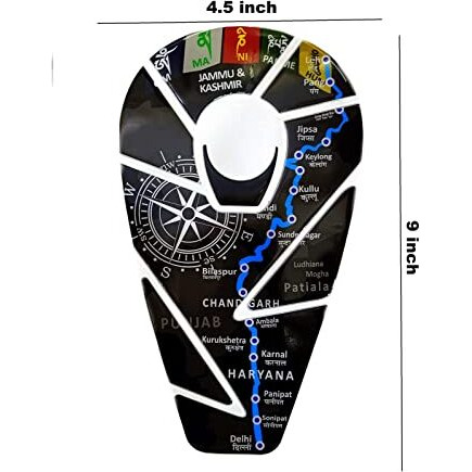 Detachi Bike Tank Pad Protector Sticker 3D Emboss Compatible With Classic 350 Bullet & Standard 350 (Leh Map Design) (Epoxy Material)