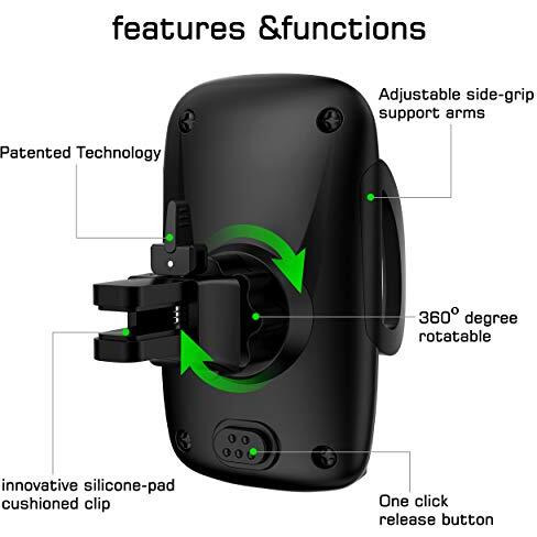 Elv Car Mount Adjustable Car Phone Holder Air Vent Mobile Mount With Automatic Lock Release Cradle For Smartphones