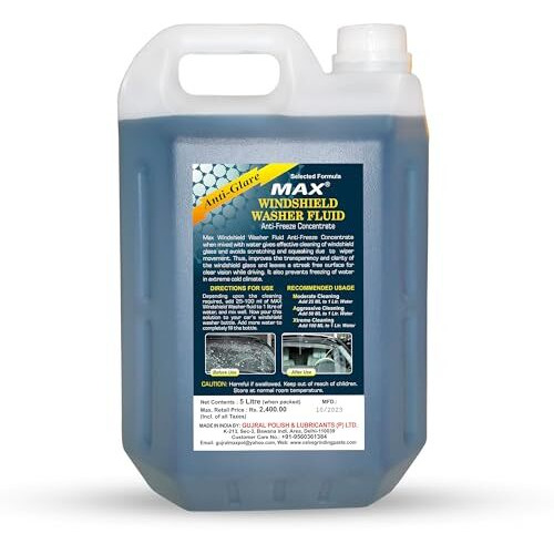 Max Windshield Washer Fluid Concentrate (5 Ltr) - Anti-Freeze Concentrate With Hybrid-Micelle Formula For Crystal Clear Vision And Safe Driving