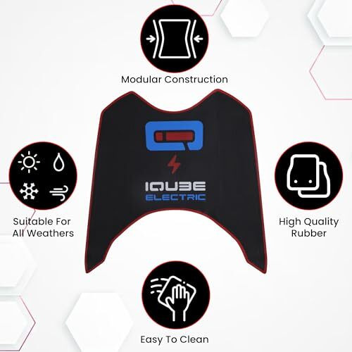 Grandbiker Iqube Rubber Floor Mat I Anti Skid Backing Foot Mat Compatible With Iqube Electric Scooter, Multicolour